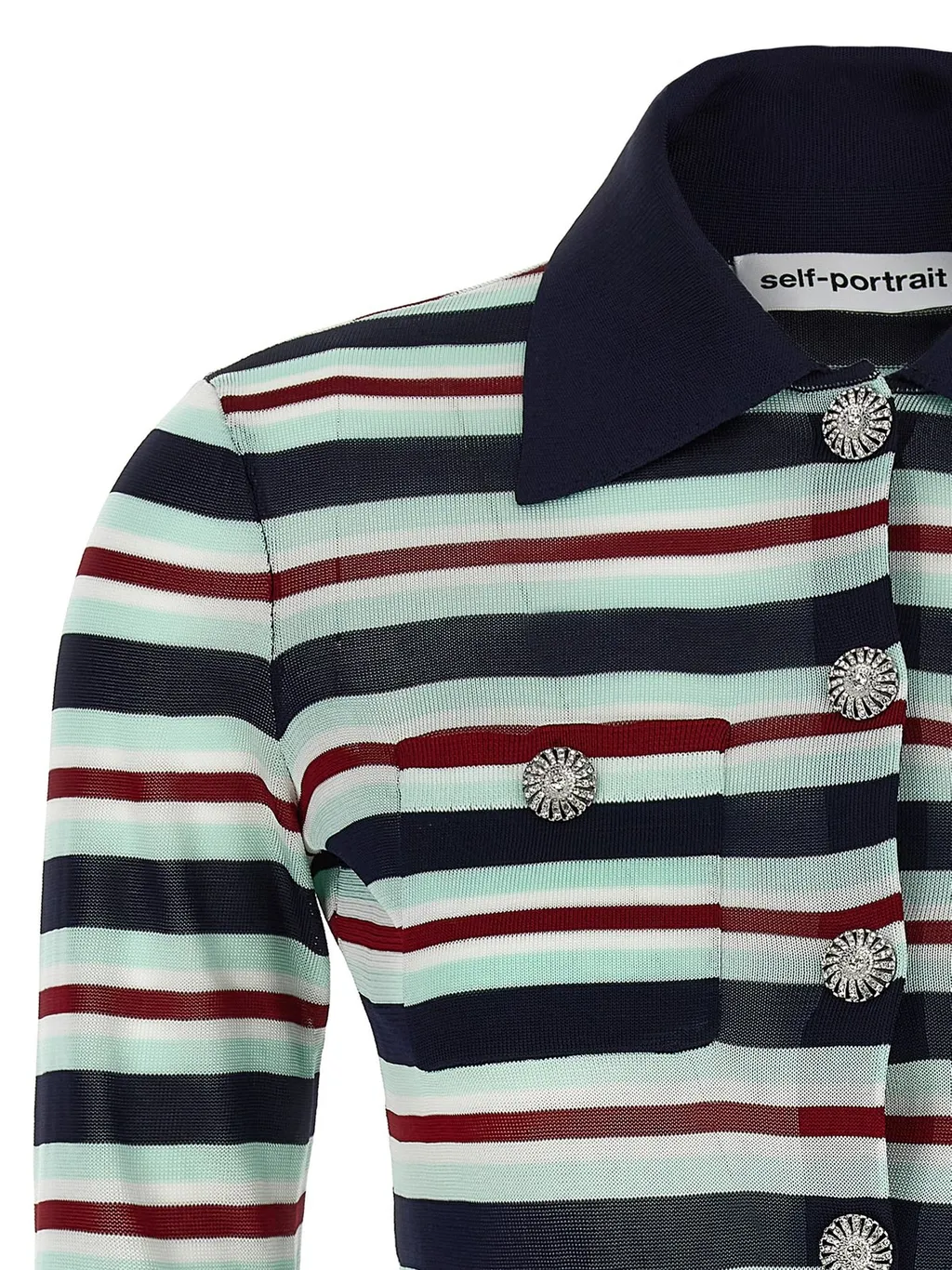 Self-Portrait Striped Knitted T-Shirt