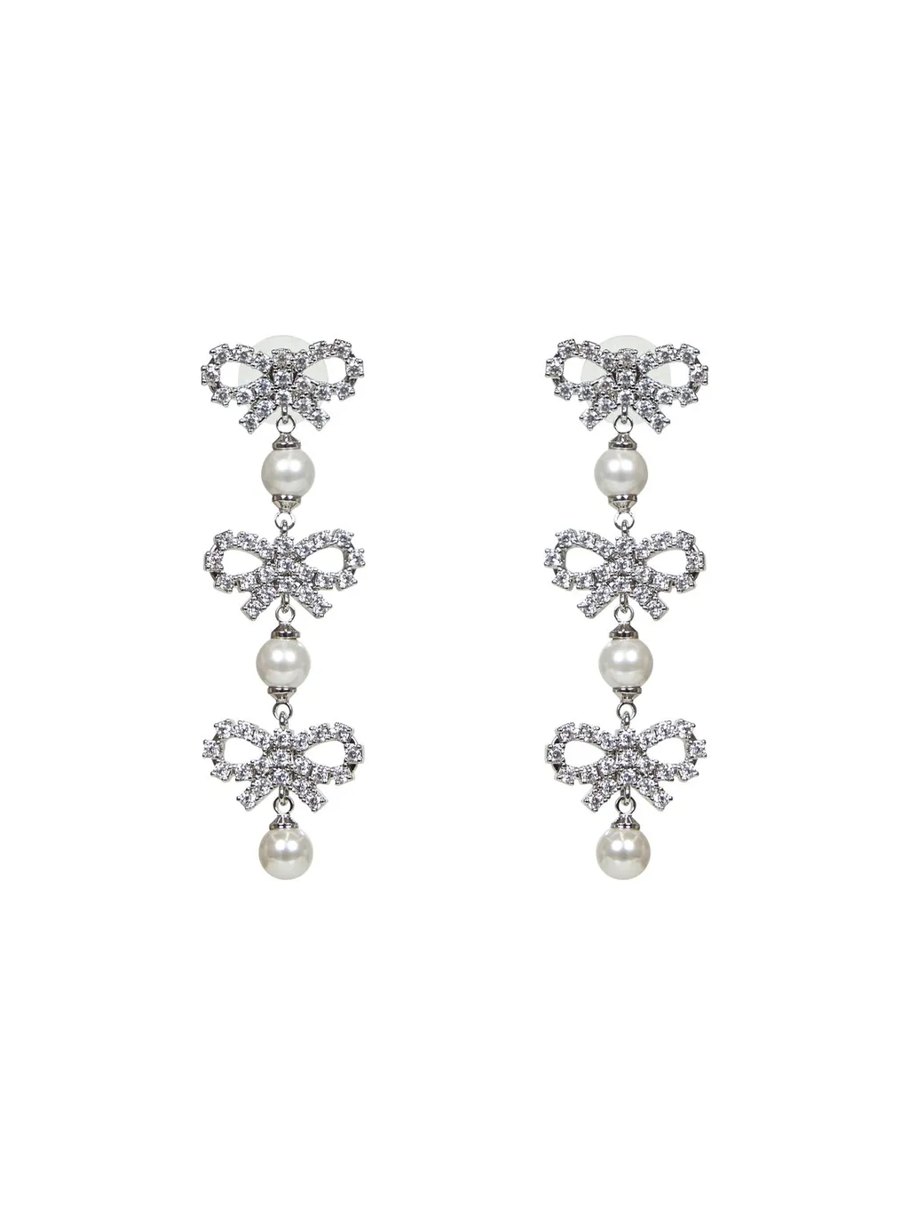 Self-Portrait Micro Bow Embellished Tiered Earrings