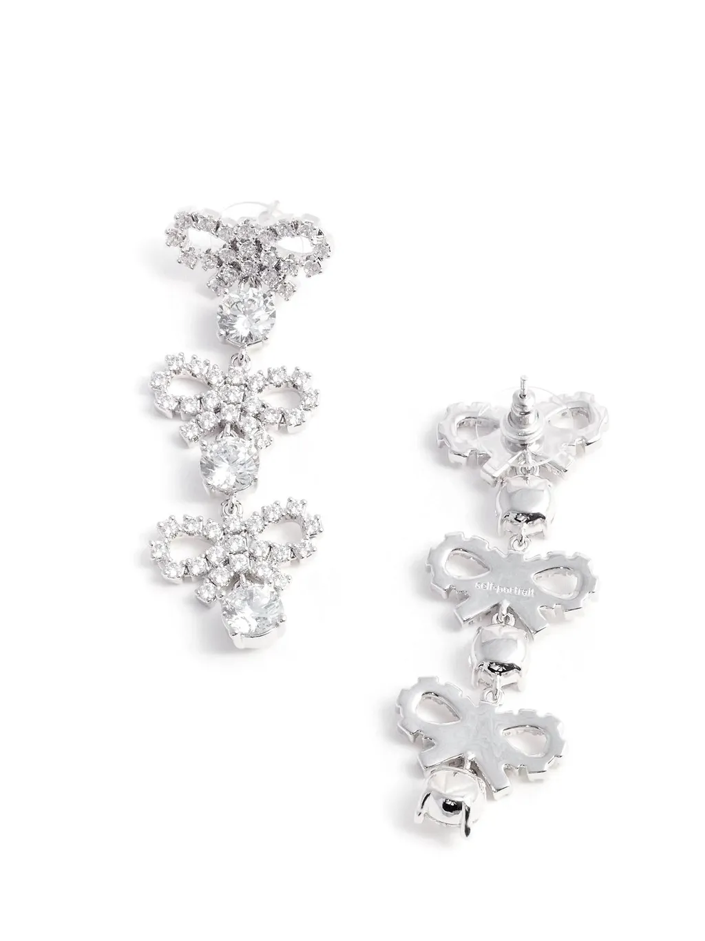Self-Portrait Embellished Micro Bow Tiered Earrings