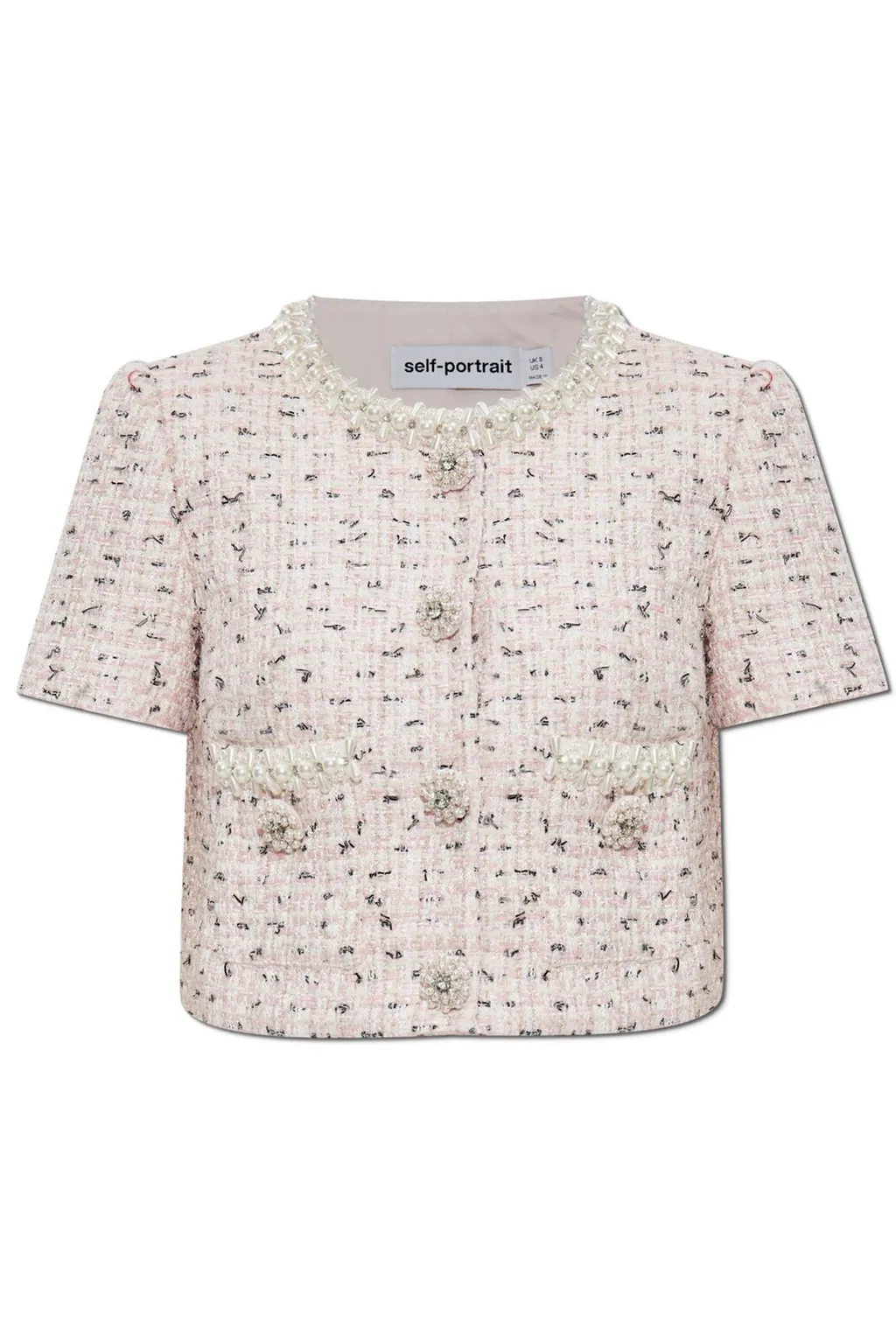 Self-Portrait Boucle Embellished Cropped Top