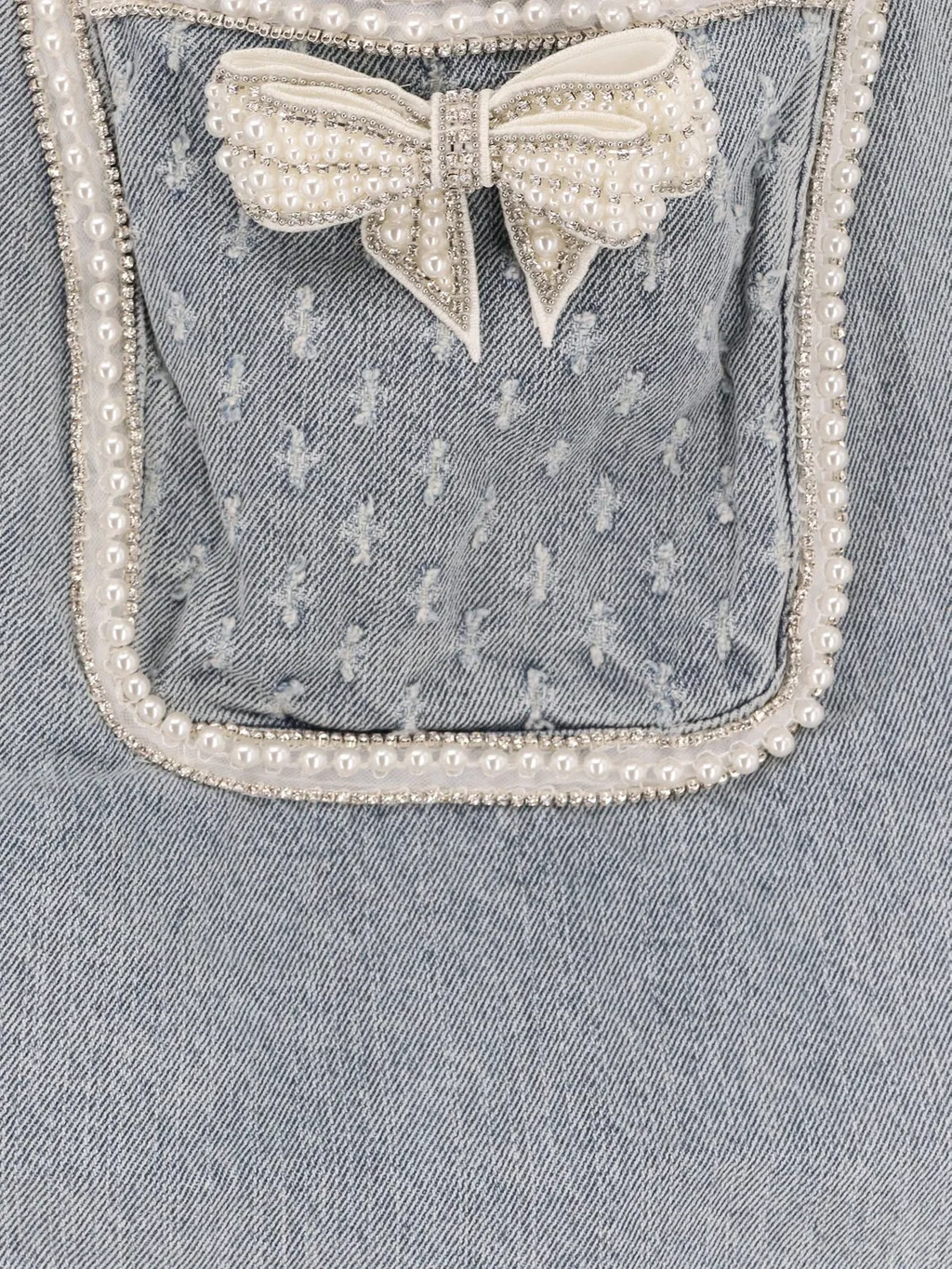 Self-Portrait Denim Bow Embellished Mini Dress