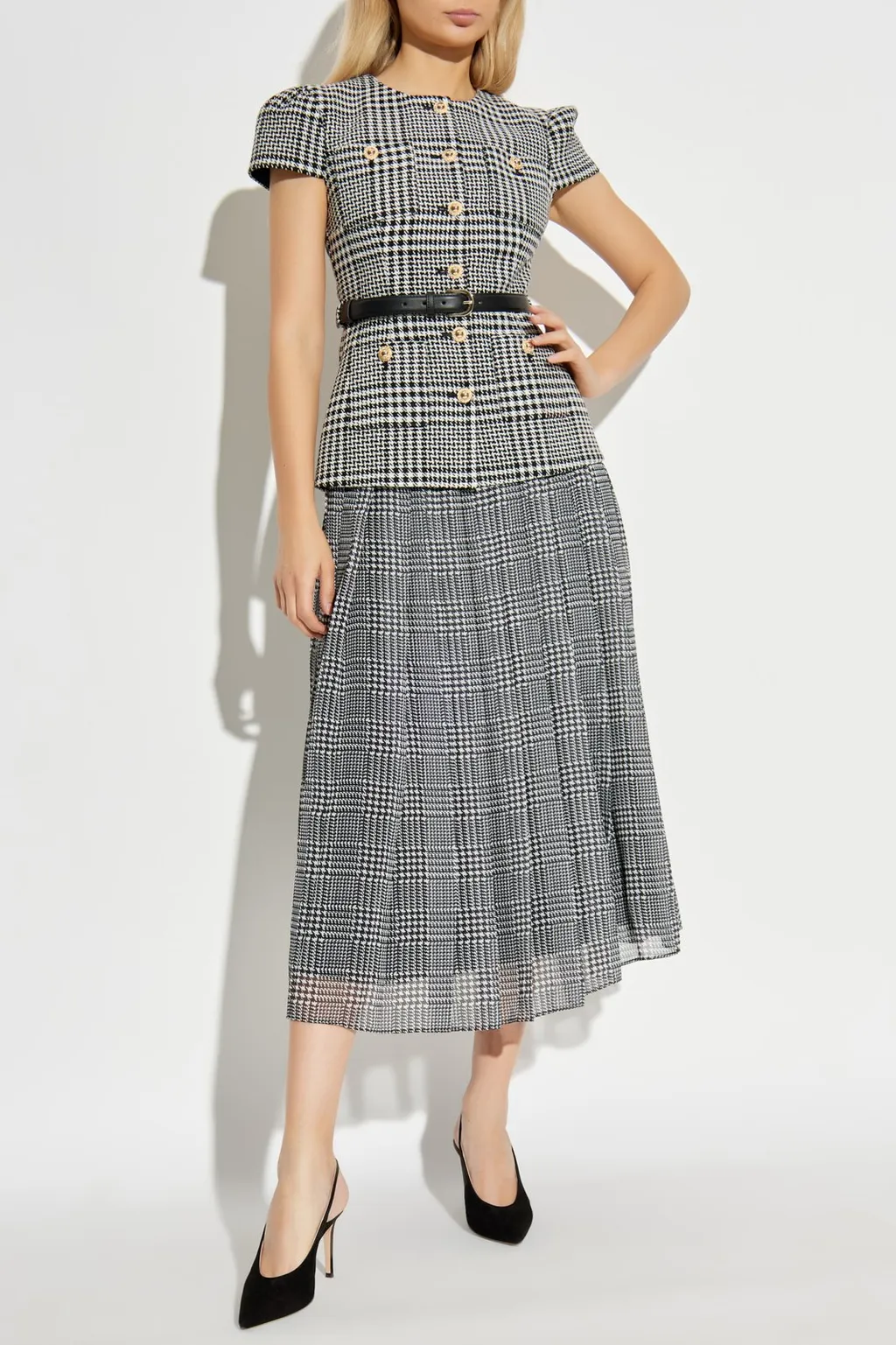 Self-Portrait Houndstooth Midi Dress