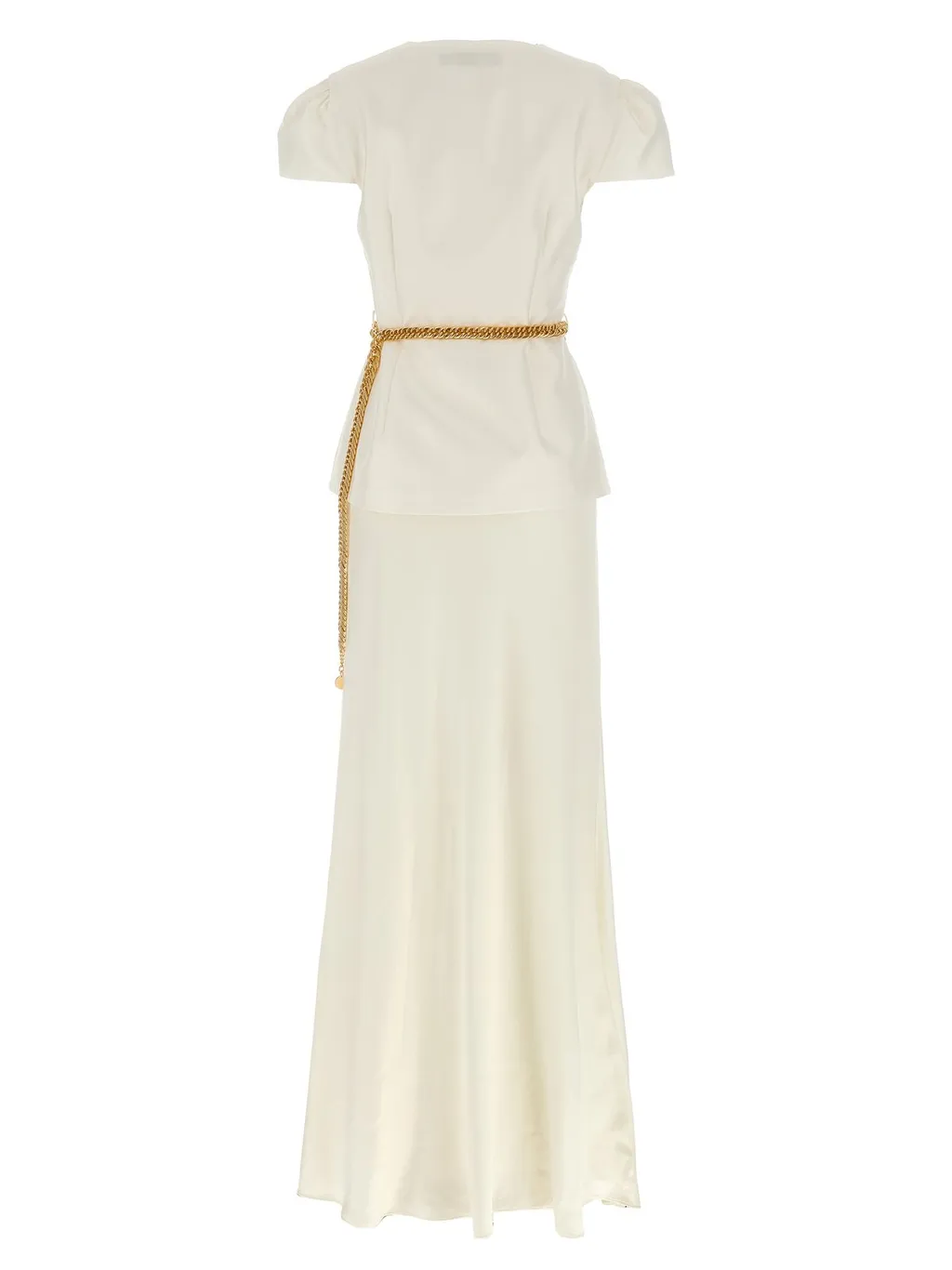 Self-Portrait Chain Belt Taffeta Maxi Dress
