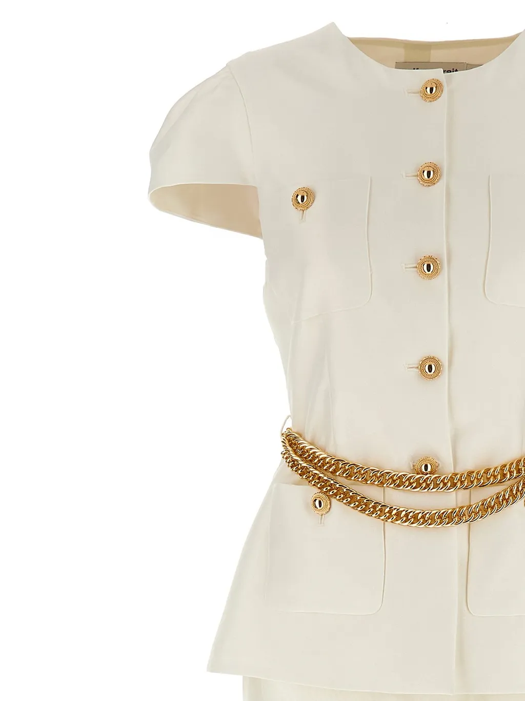 Self-Portrait Chain Belt Taffeta Maxi Dress