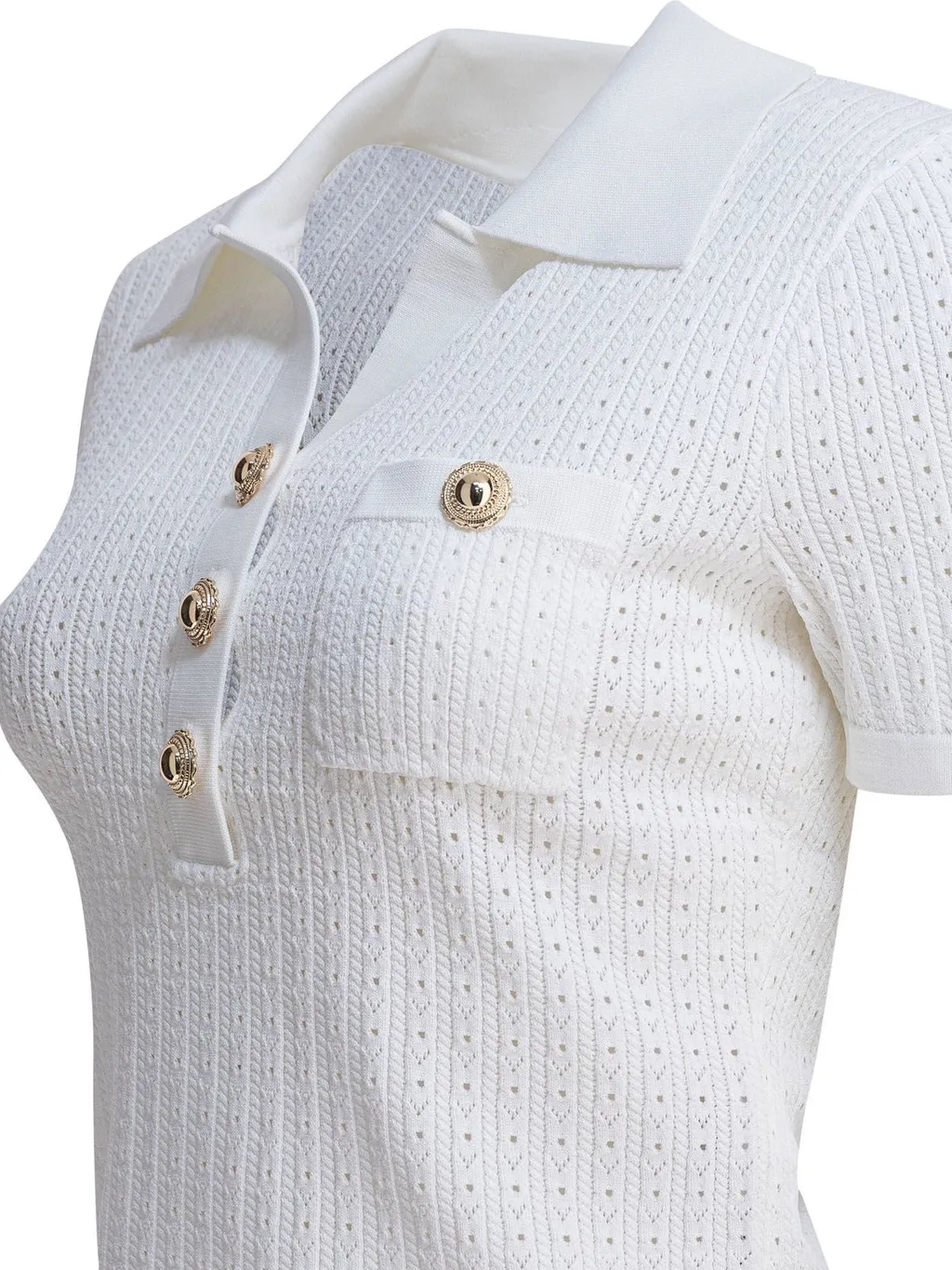 Self-Portrait Knitted Polo Top