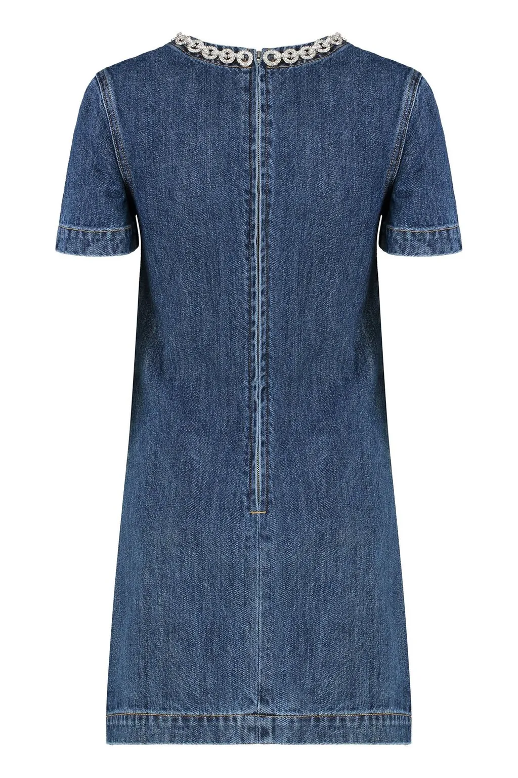 Self-Portrait Embellished Trim Denim Mini Dress