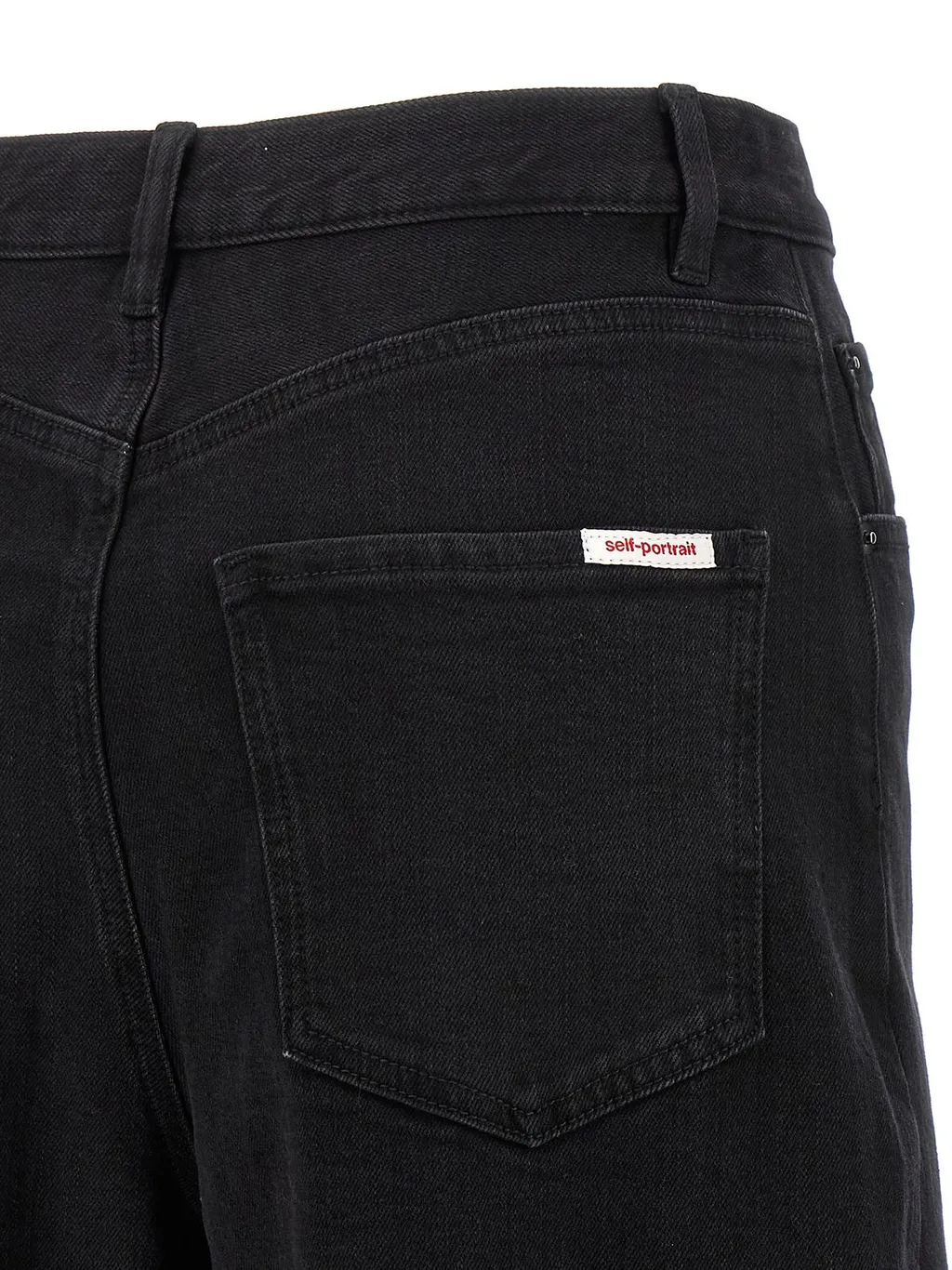 Self-Portrait Logo Patch Barrel-Leg Jeans