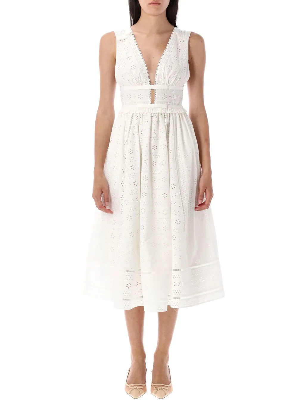 Self-Portrait Broderie Midi Dress
