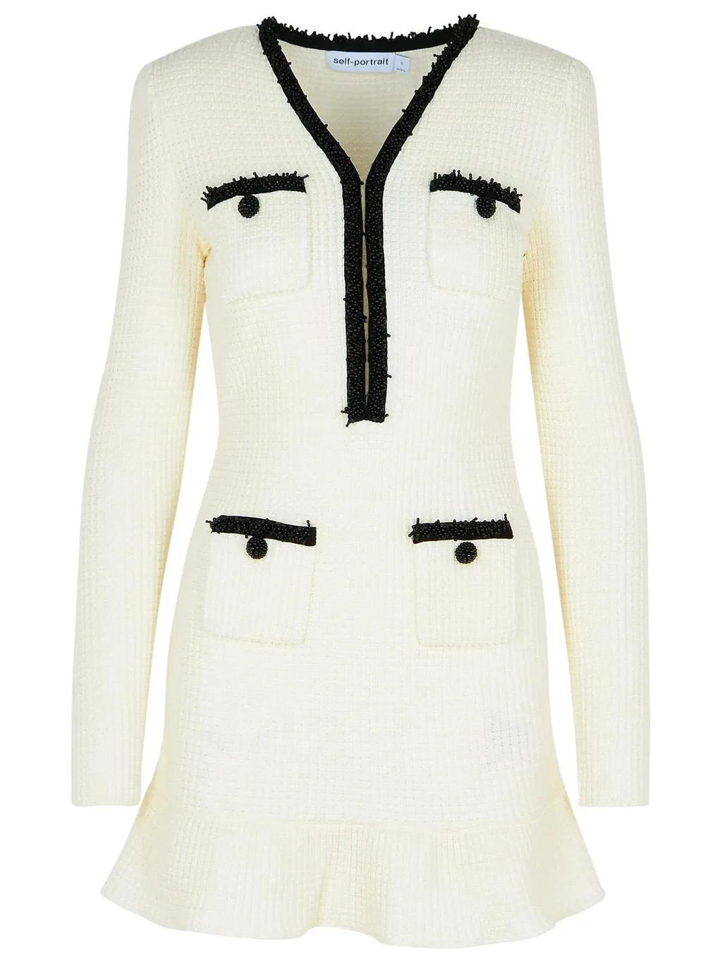 Self-Portrait Bead-Detailed Long-Sleeved Mini Dress