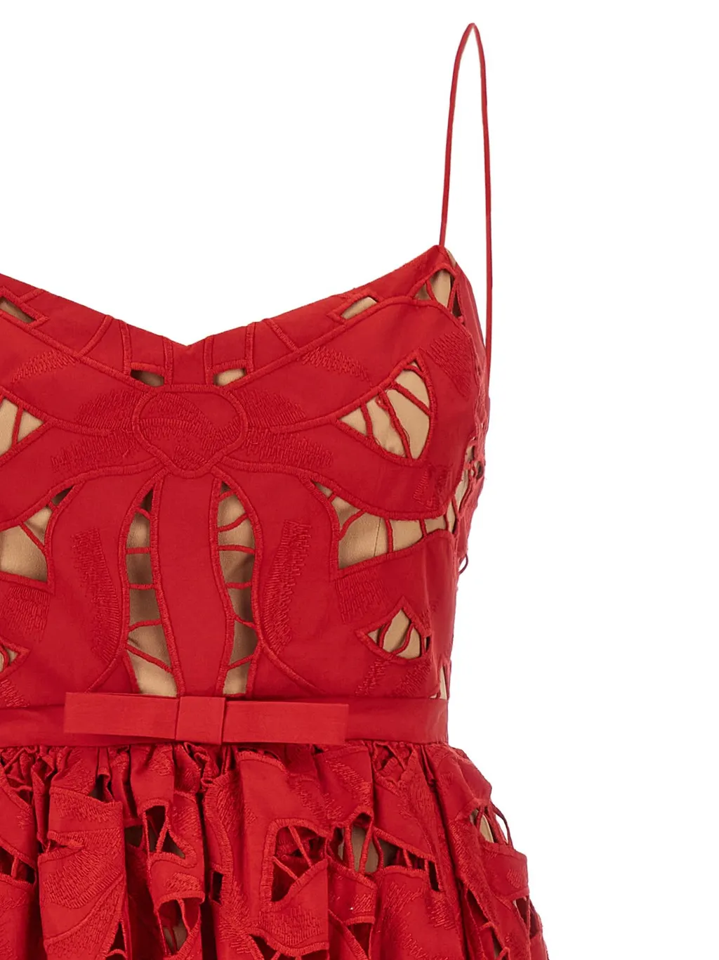 Self-Portrait Bow Embroidered Midi Dress