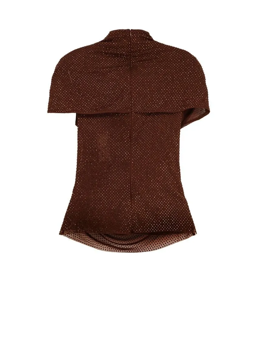 Self-Portrait Embellished Mesh Cut-Out Top