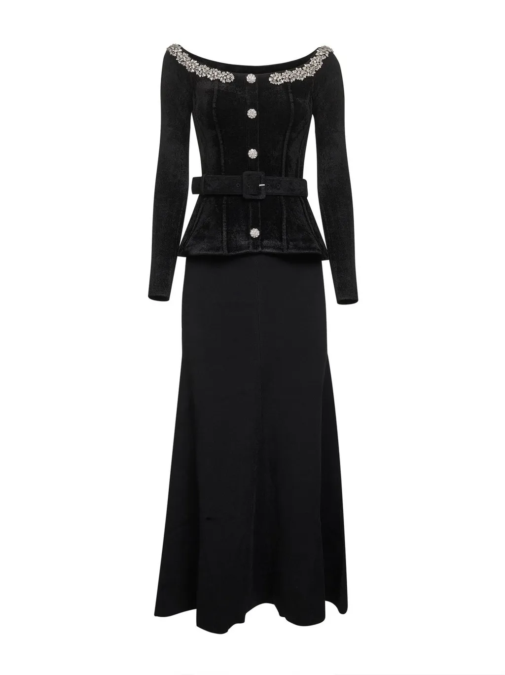 Self-Portrait Bardot Diamante Trim Dress
