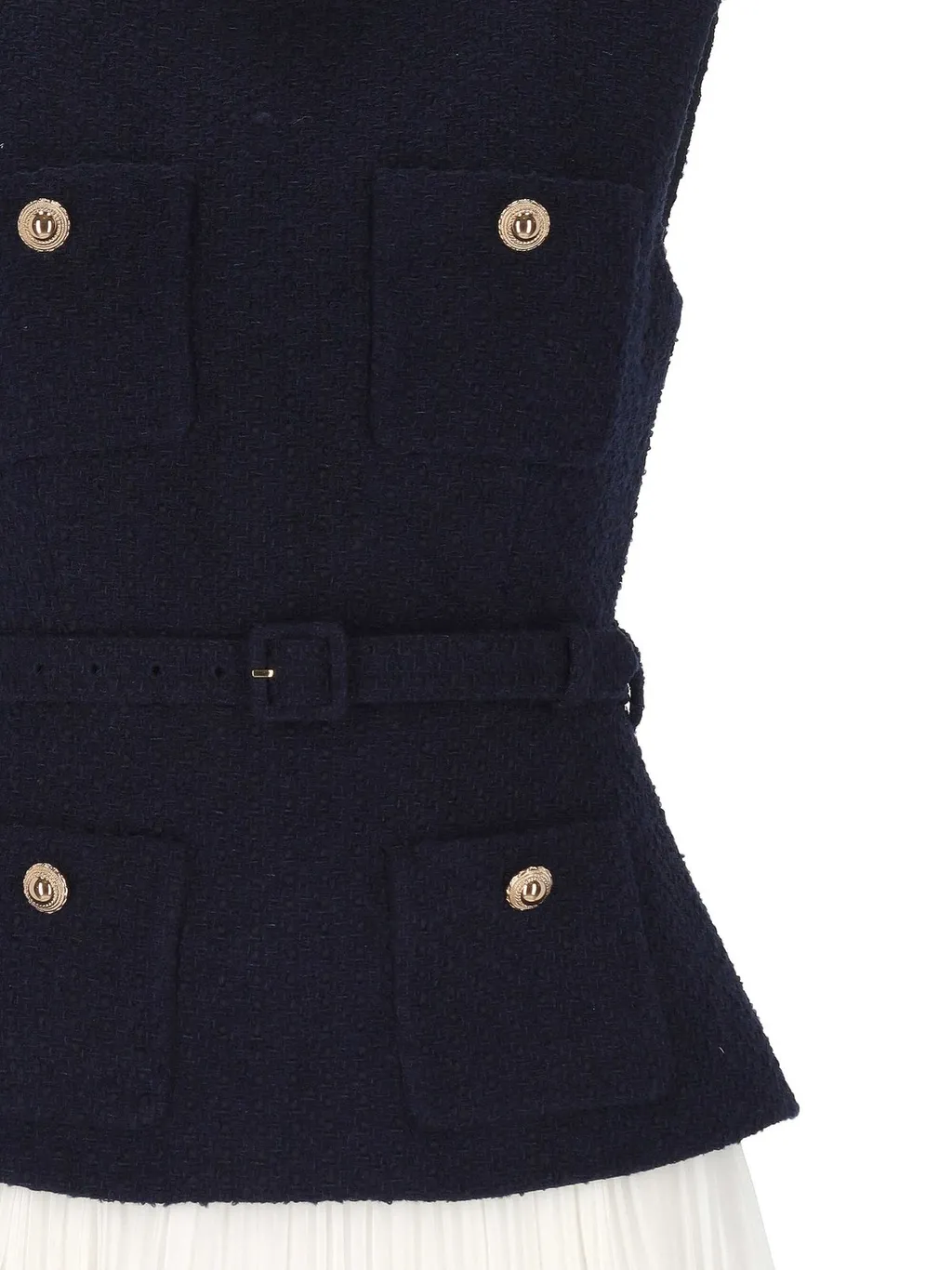 Self-Portrait Boucle And Chiffon Mini Dress
