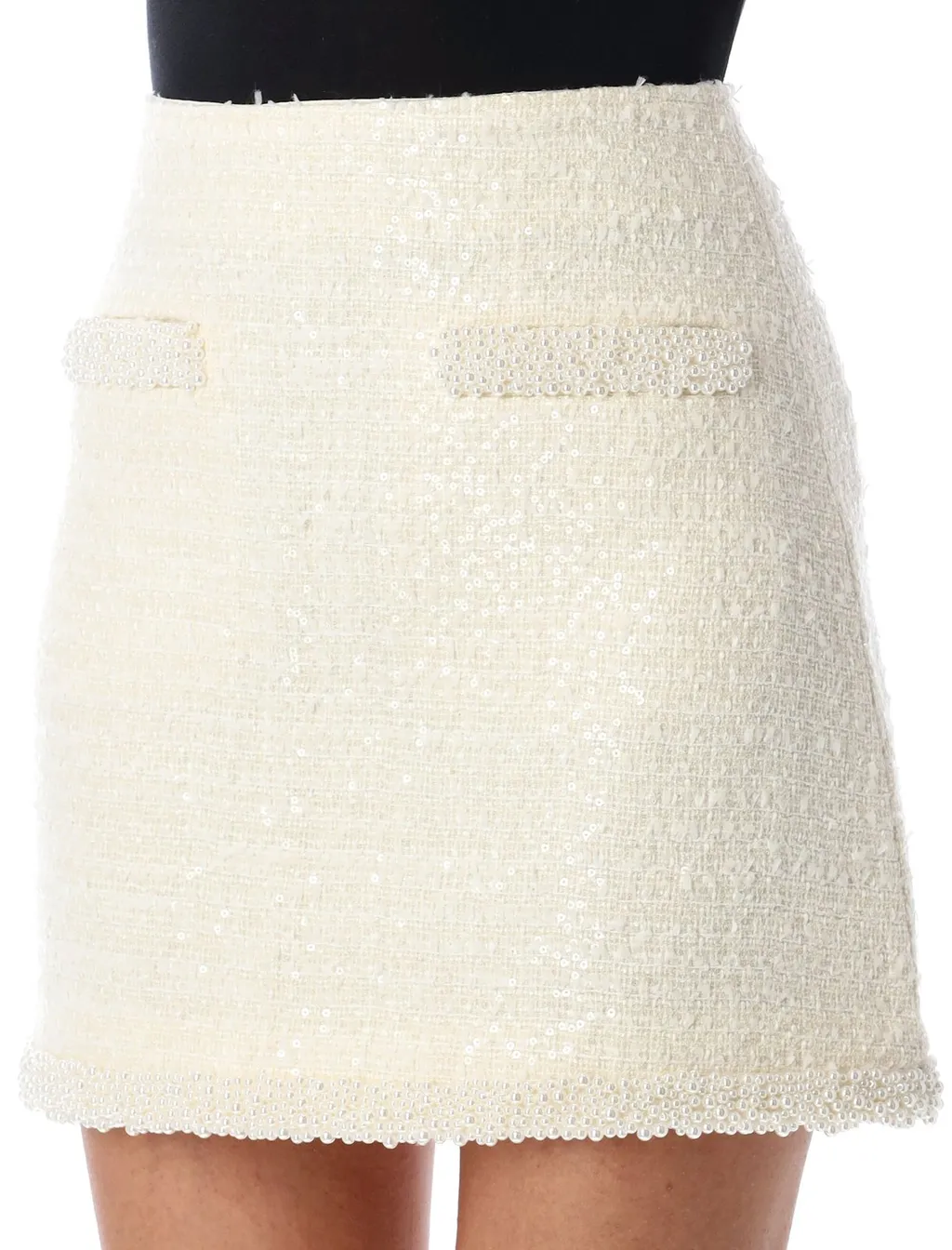 Self-Portrait Boucle Embellished Trim Mini Skirt