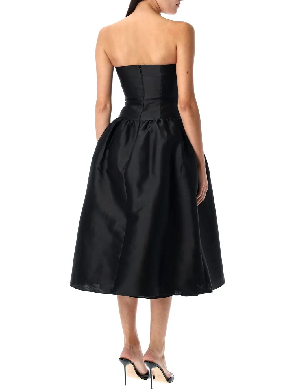 Self-Portrait Taffeta Contrast Bow Midi Dress