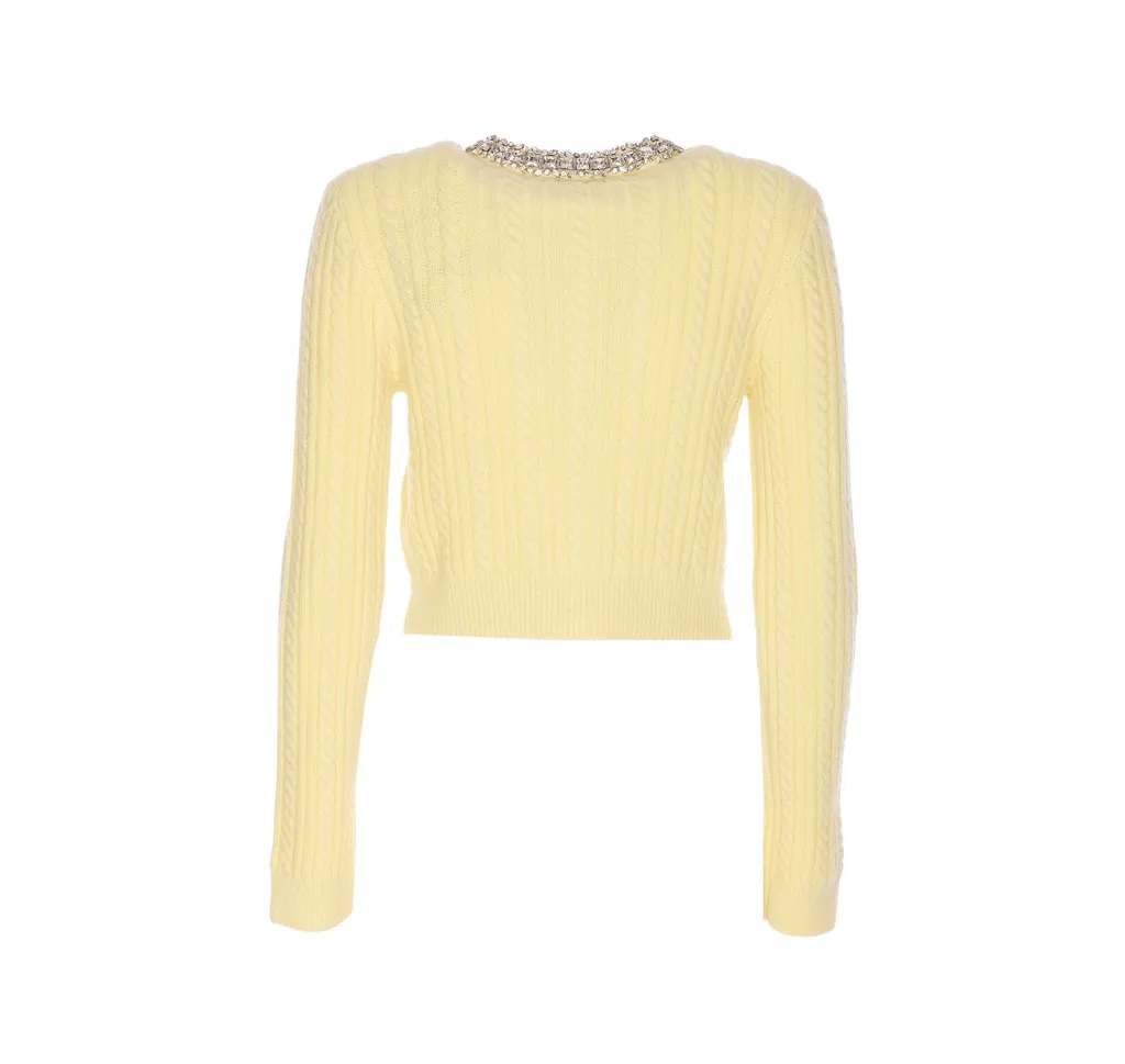 Self-Portrait Embellished Crewneck Cardigan