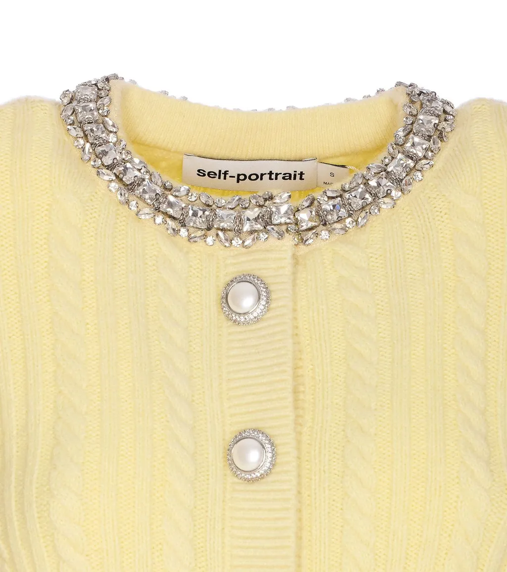 Self-Portrait Embellished Crewneck Cardigan