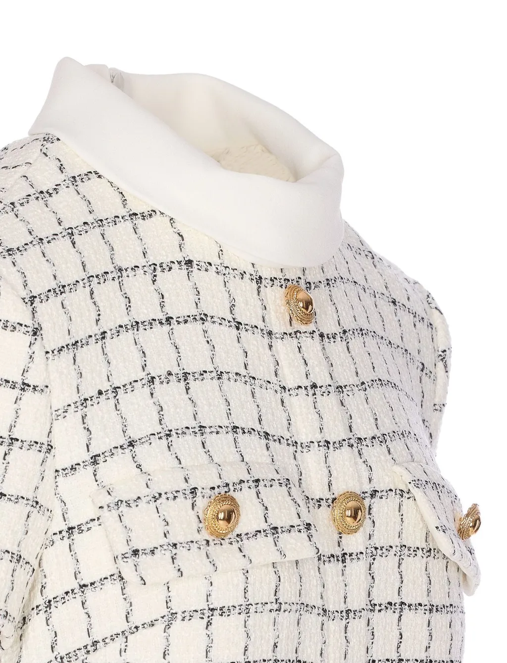 Self-Portrait Checked Boucle Mini Dress