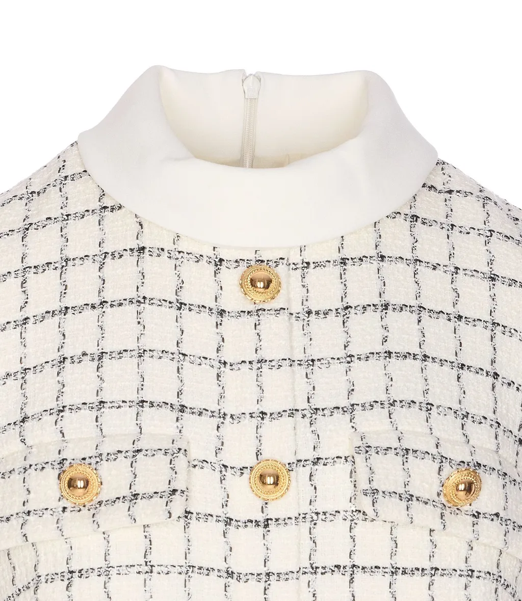 Self-Portrait Checked Boucle Mini Dress