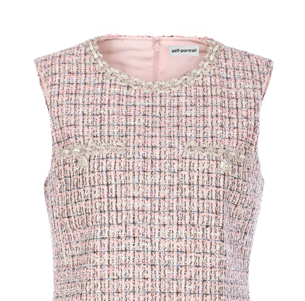 Self-Portrait Boucle Sleeveless Mini Dress