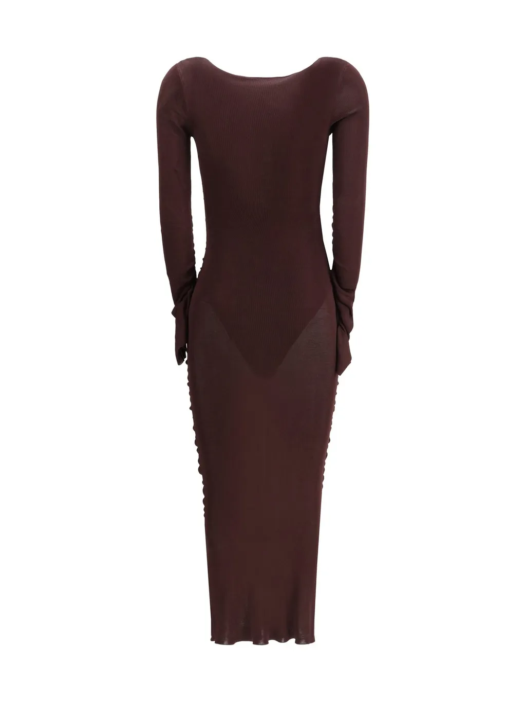 Self-Portrait Gathered Knitted Midi Dress