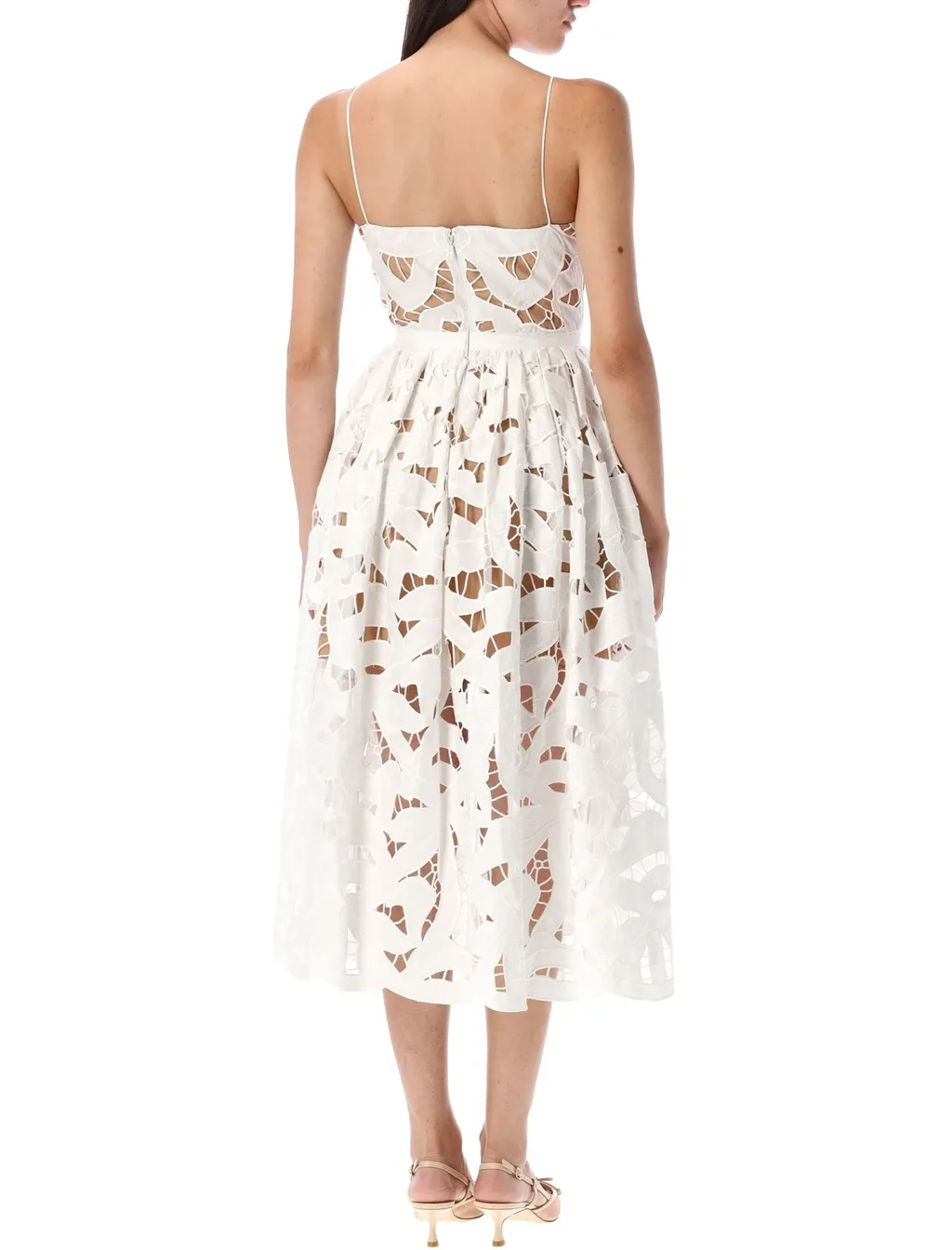 Self-Portrait Bow Embroidered Midi Dress