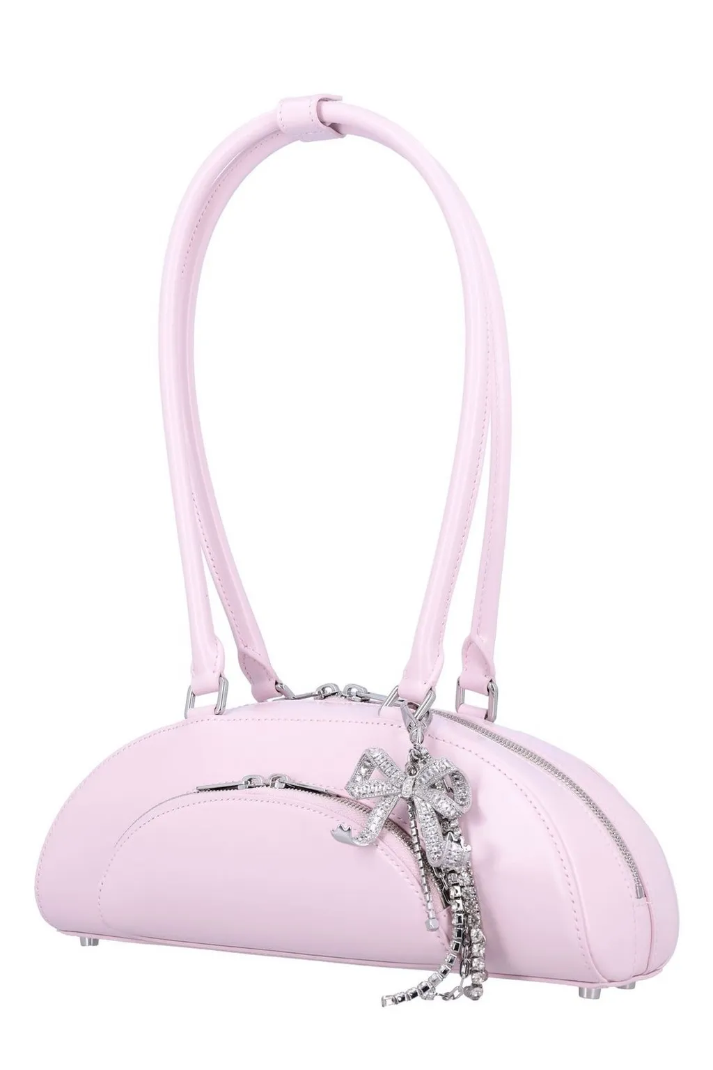 Self-Portrait Leather Curved Charm Shoulder Bag