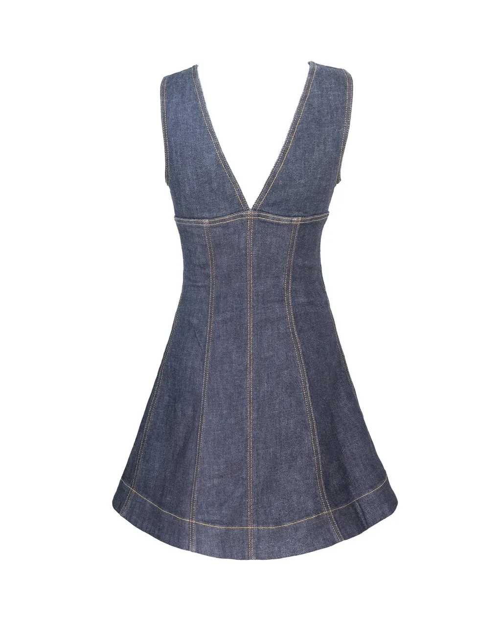 Self-Portrait V-Neck Denim Mini Dress