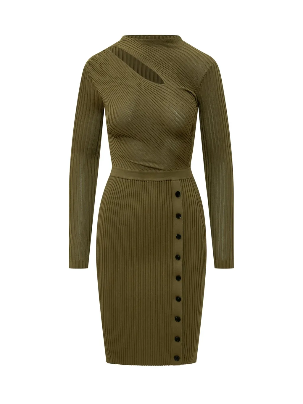 Self-Portrait Cut Out Rib Knit Mini Dress