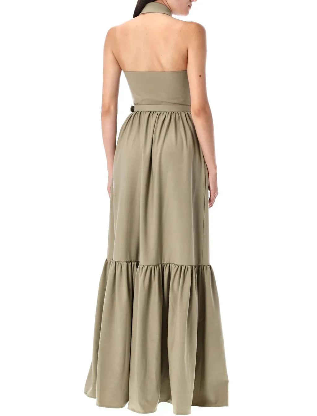 Self-Portrait Sleeveless Twill Maxi Dress