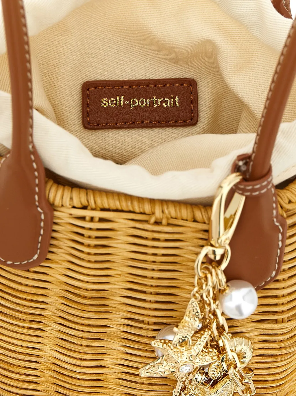 Self-Portrait Charm Embellished Shoulder Bag
