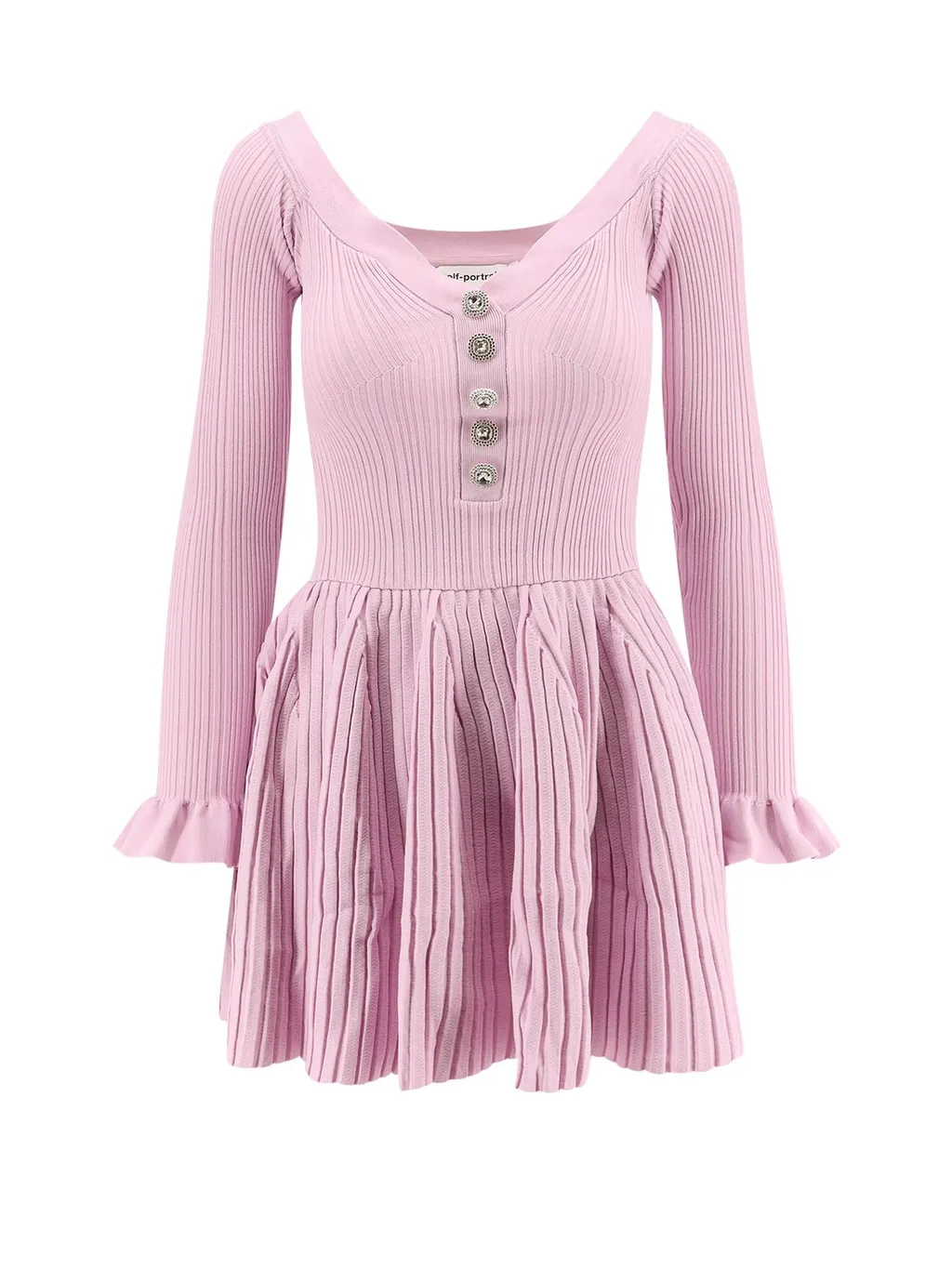 Self-Portrait Ribbed Knit Mini Dress