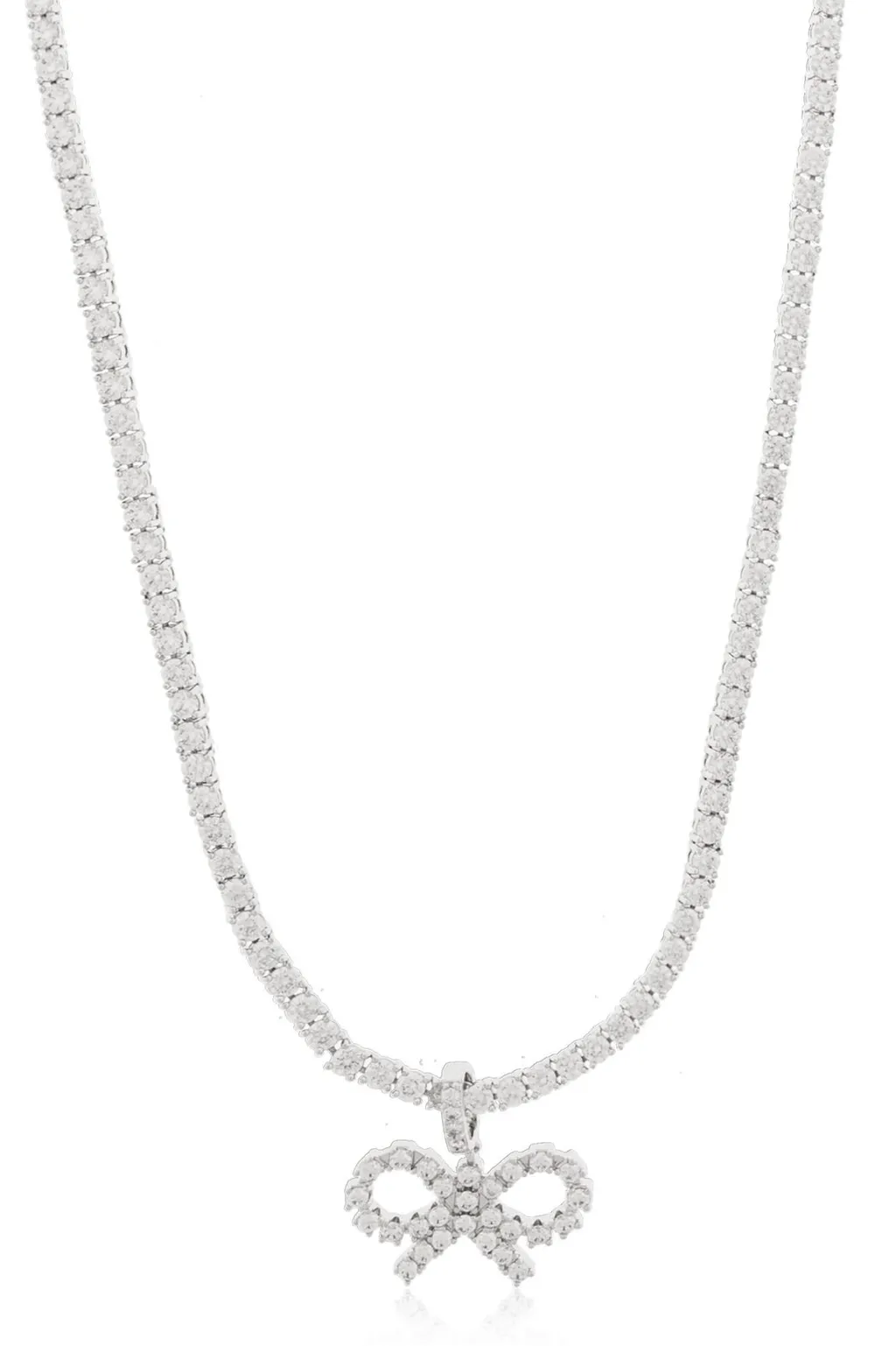 Self-Portrait Embellished Bow Tennis Necklace