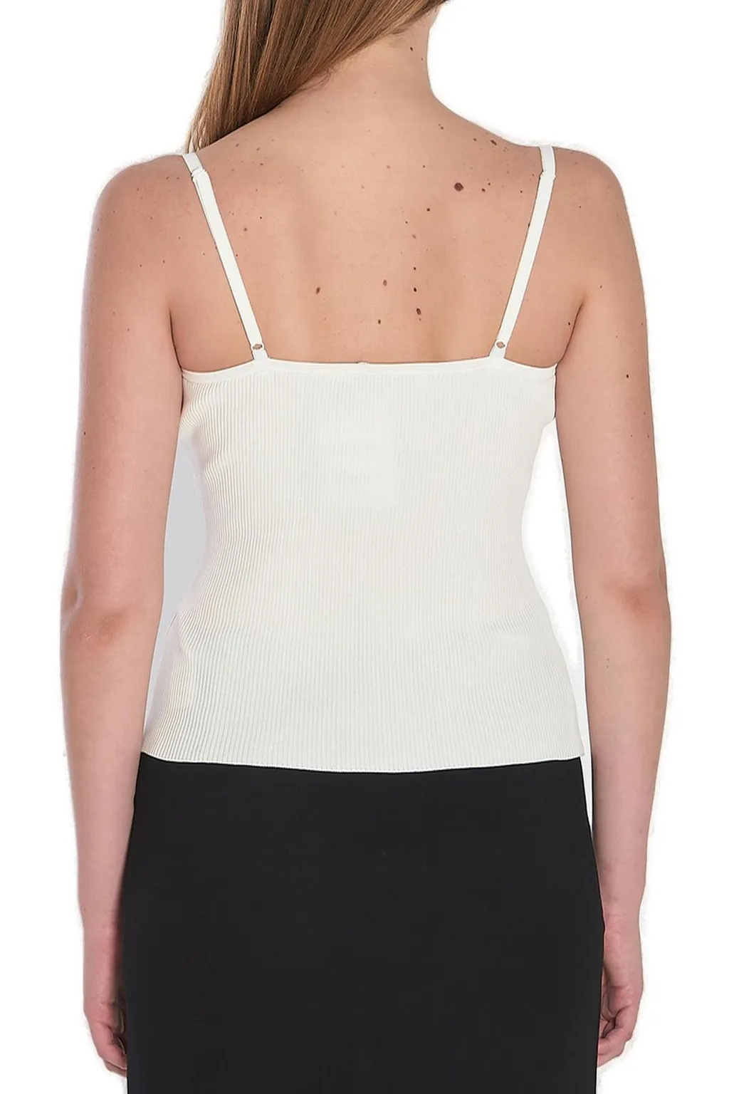 Self-Portrait Lace-Trim Ribbed-Knit Top