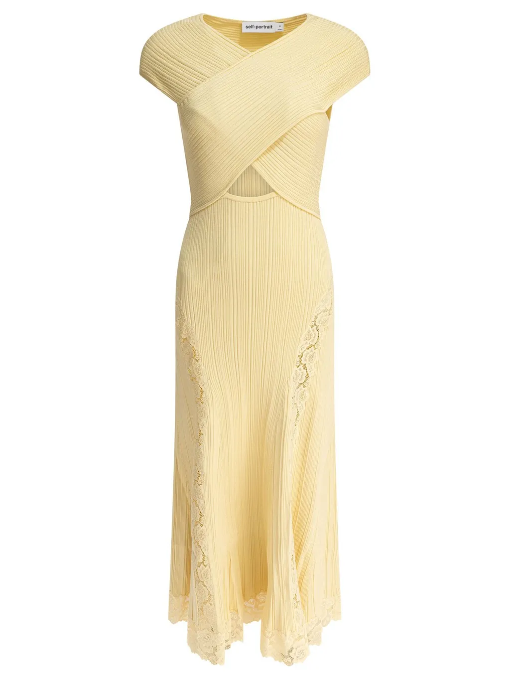 Self-Portrait Knit Lace Insert Midi Dress