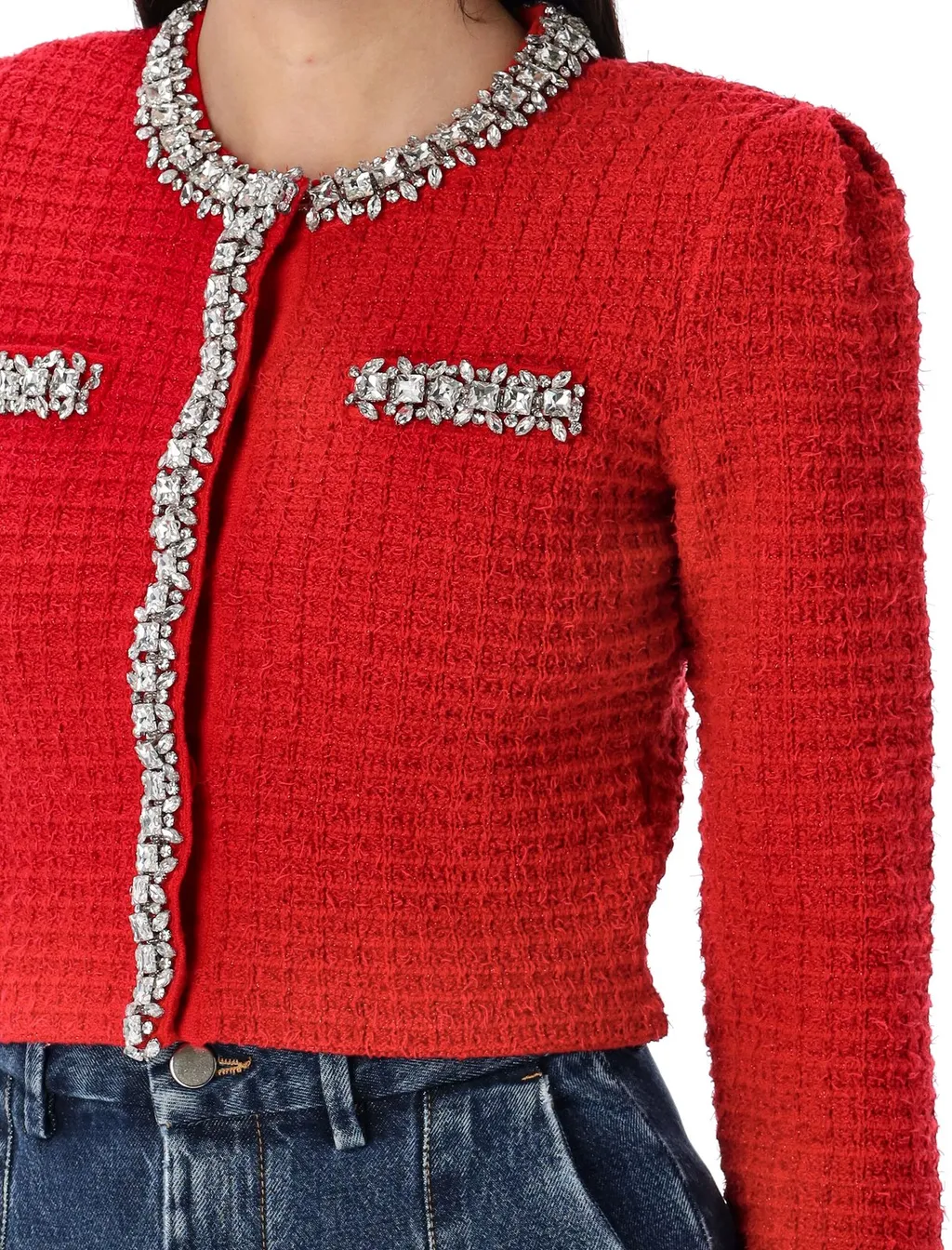 Self-Portrait Textured Knit Cardigan