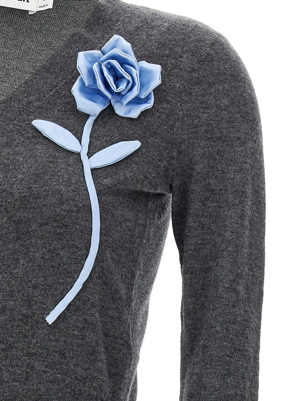 Self-Portrait 3D Floral V-Neck Jumper