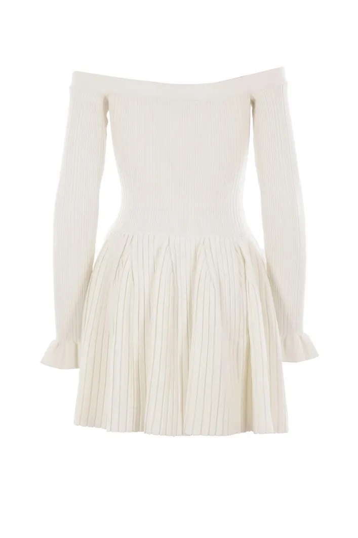 Self-Portrait Ribbed Knit Mini Dress