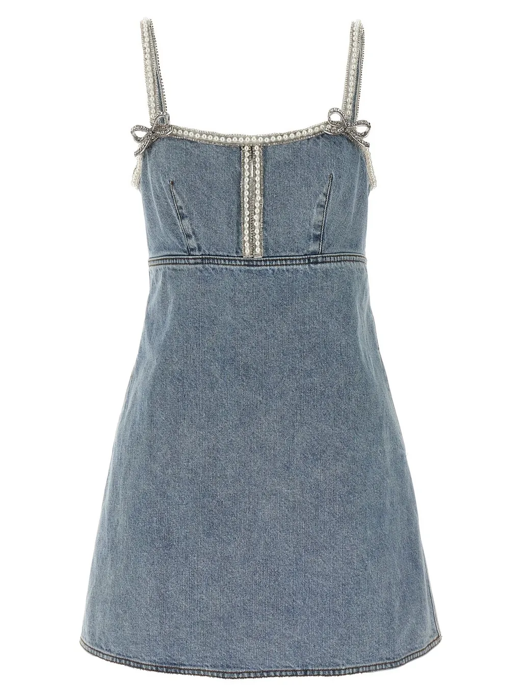 Self-Portrait Denim Embellished Mini Dress