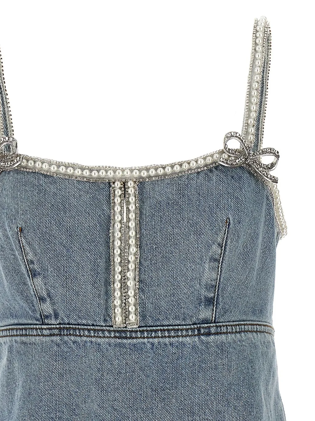 Self-Portrait Denim Embellished Mini Dress