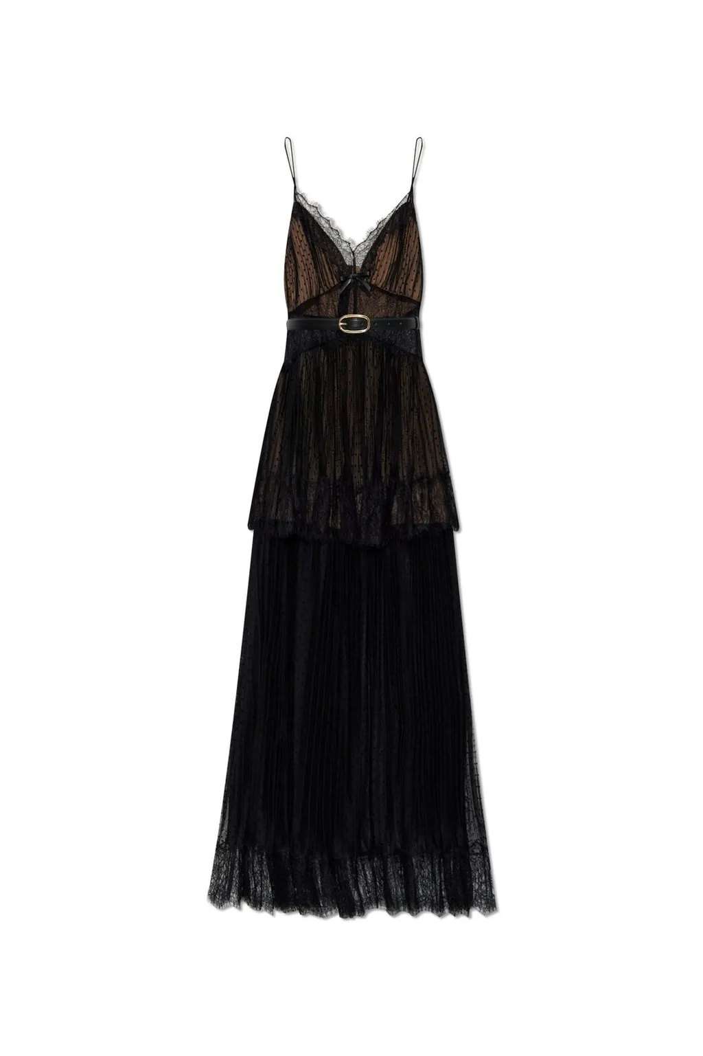 Self-Portrait Dot Mesh Tiered Maxi Dress