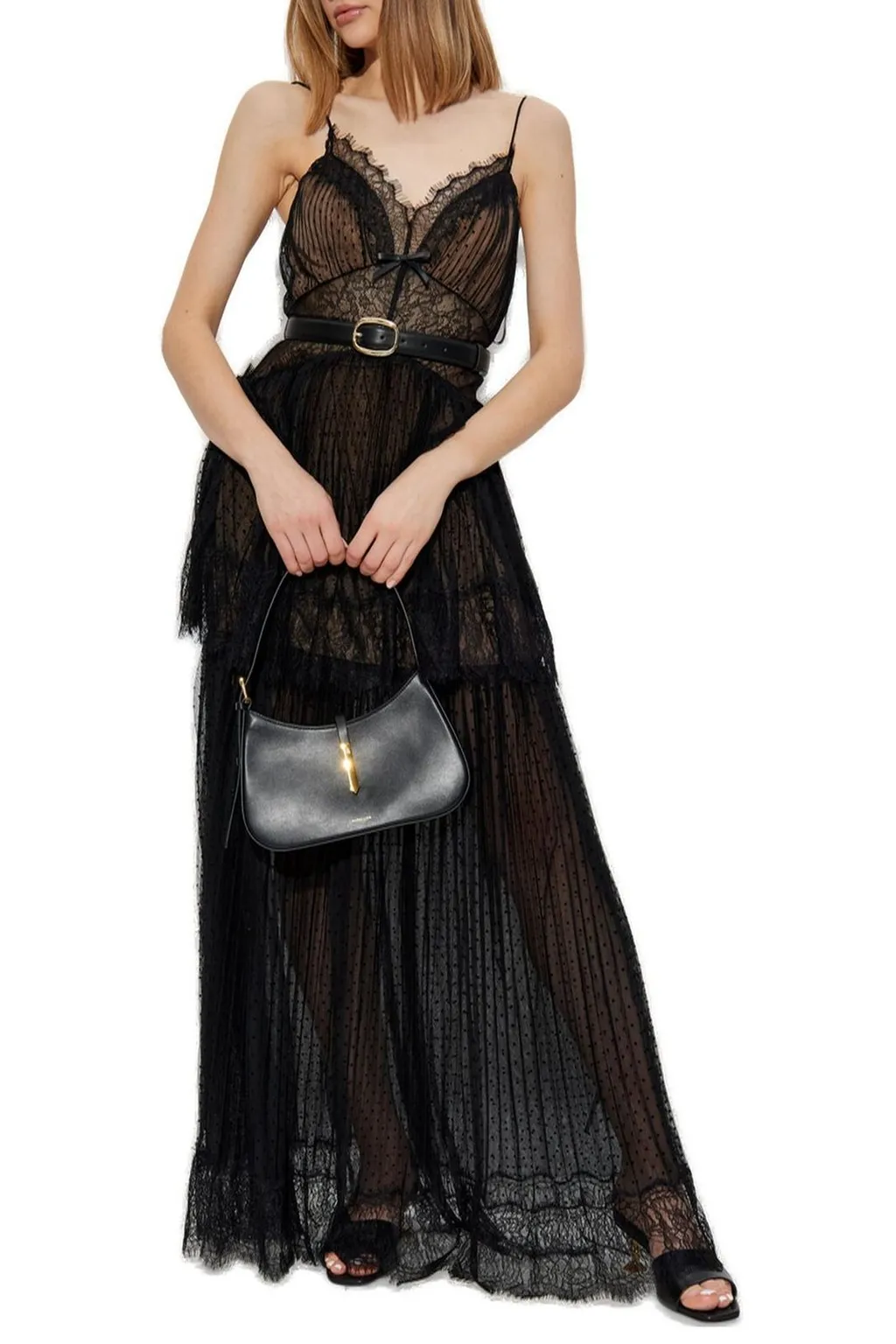Self-Portrait Dot Mesh Tiered Maxi Dress