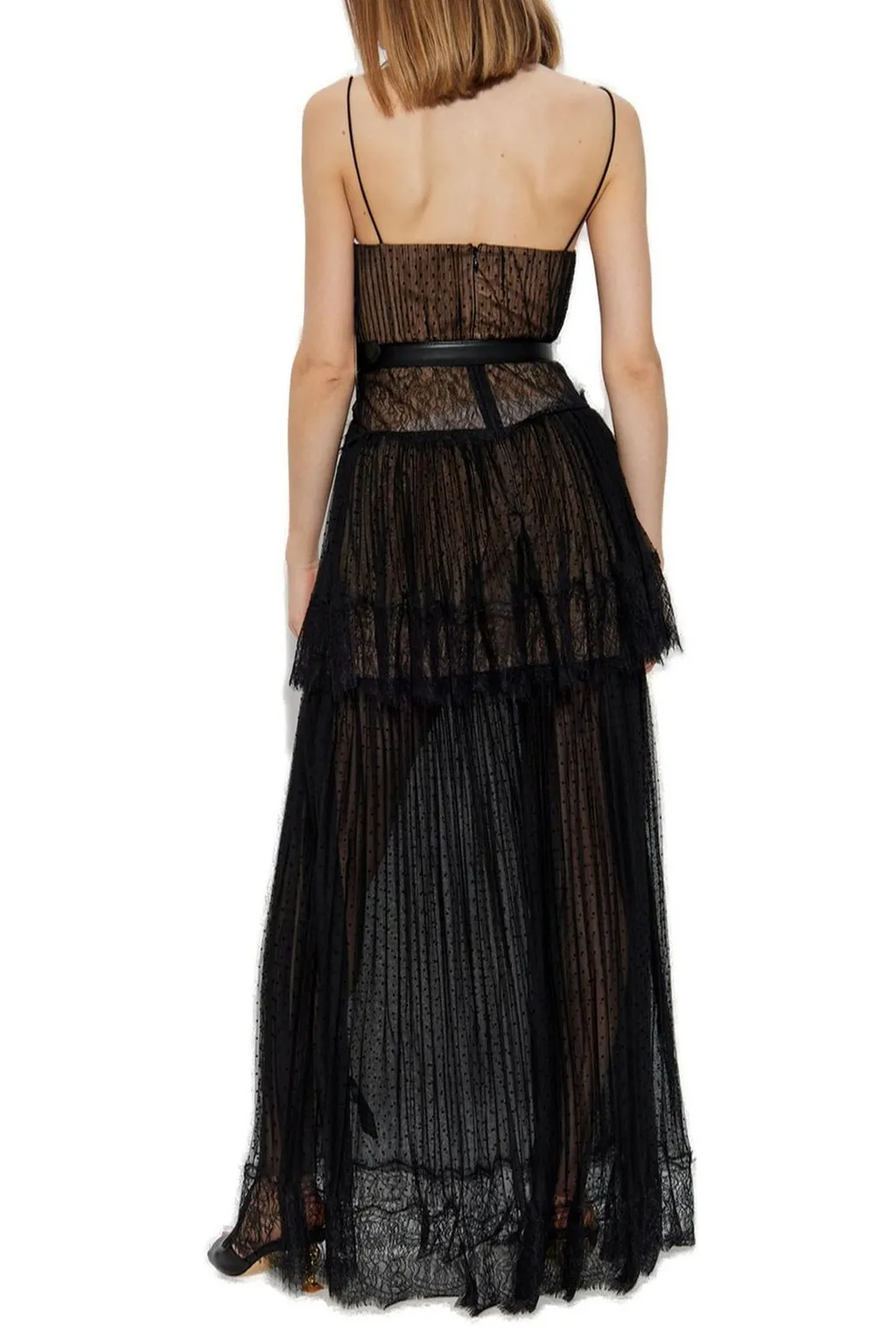 Self-Portrait Dot Mesh Tiered Maxi Dress
