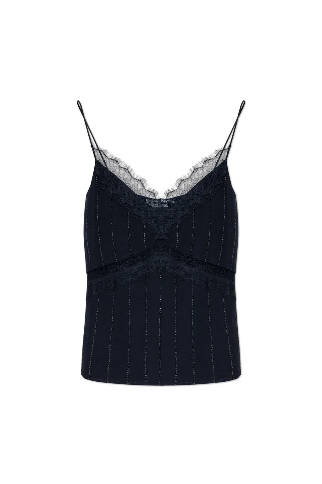 Self-Portrait Rhinestone Embellished Pinstriped Top