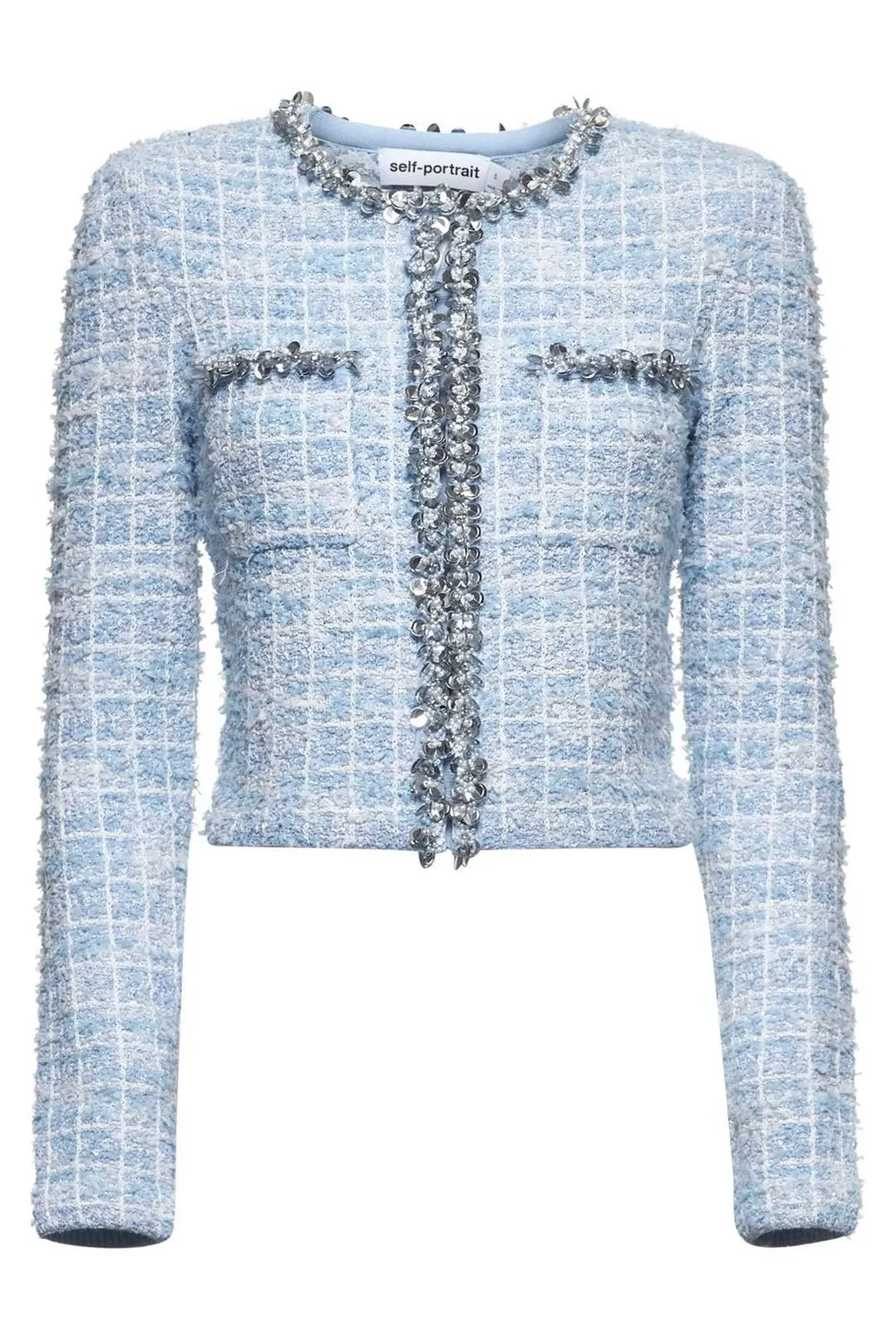 Self-Portrait Cropped Tweed Blazer