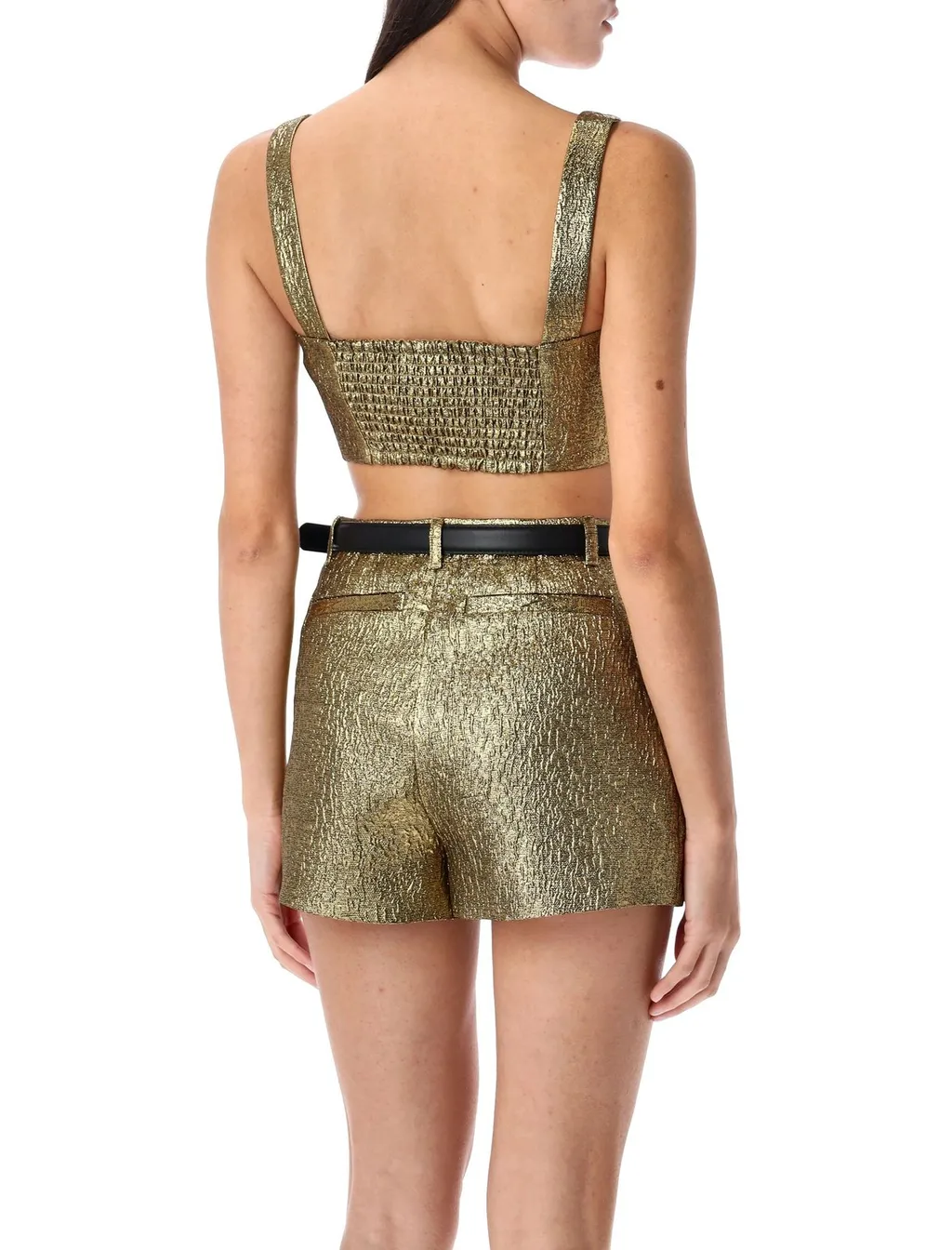 Self-Portrait Metallic Jacquard Crop Top