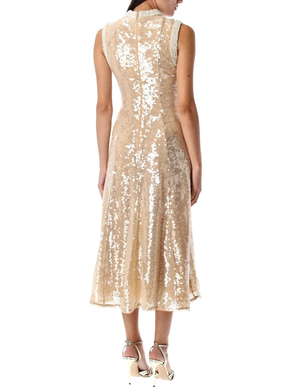 Self-Portrait Sequin Embellished Trim Midi Dress