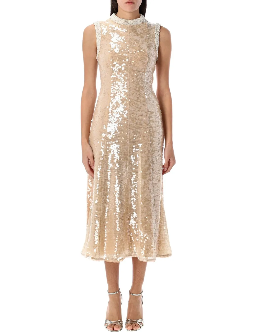 Self-Portrait Sequin Embellished Trim Midi Dress