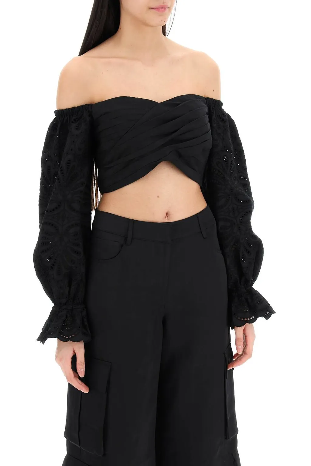 Self-Portrait Off-Shoulder Cropped Top