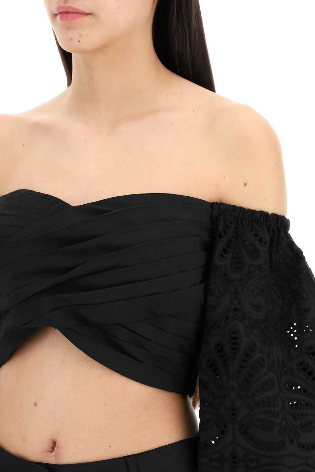 Self-Portrait Off-Shoulder Cropped Top